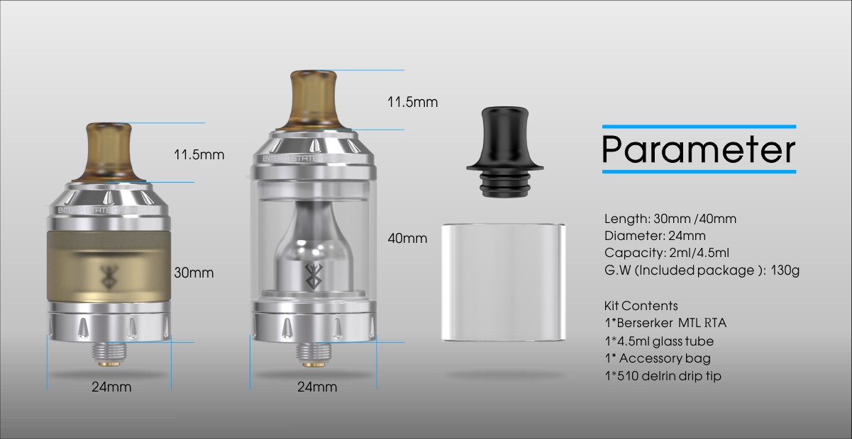 Vandy Vape Berserker MTL RTA parameter
