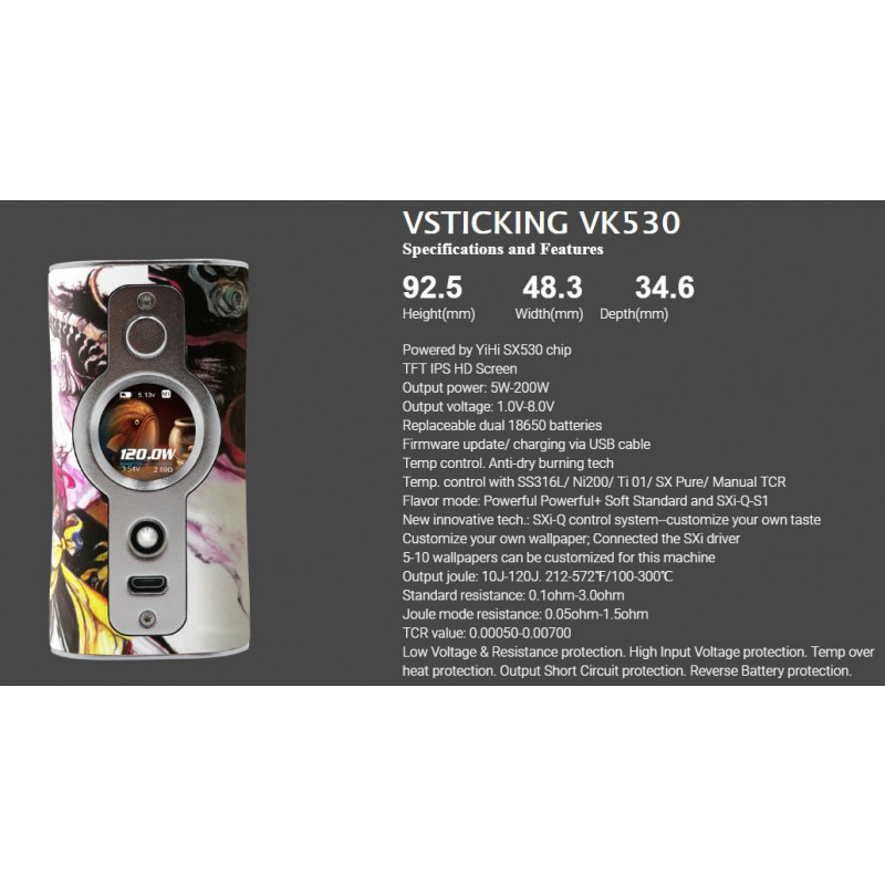 Vsticking VK530 Mod Spezifikationen
